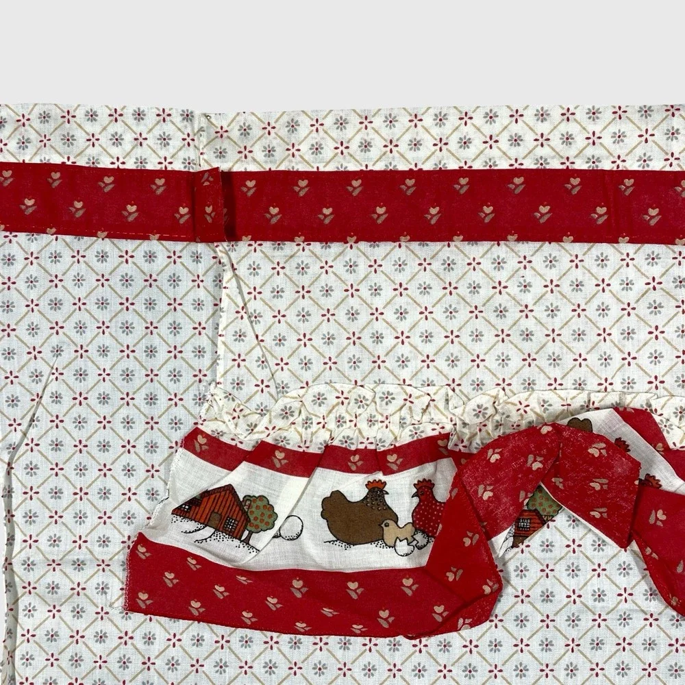 Valance Kitchen Curtains Set of 4 Red White Chicken‎ Farmhouse Country Decor